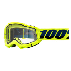 GOGGLE 100% ACCURI 2 ENDURO MTB FLUO/YELLOW CLEAR LENS 50016-00003