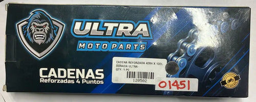 CADENA REFORZADA 428H X 132L DORADA ULTRA