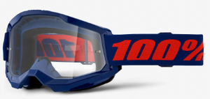 GOGGLE 100% STRATA 2 NAVY CLEAR LENS 50027-00021